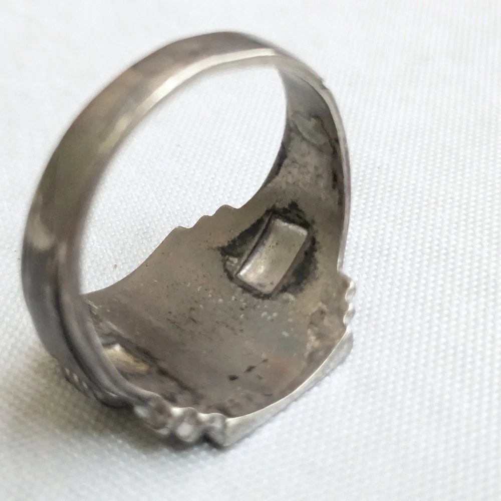 Vintage Sterling Silver Signet Ring Size 11.25 Rectangle Monogramed Antique